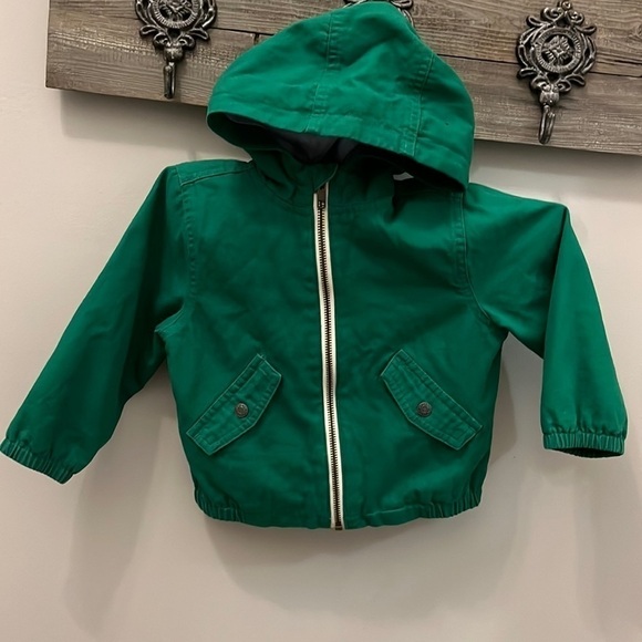 Janie and Jack Jacket & Hood Kids Size 18-24 Mos. Cotton Green Zipper - Picture 3 of 10